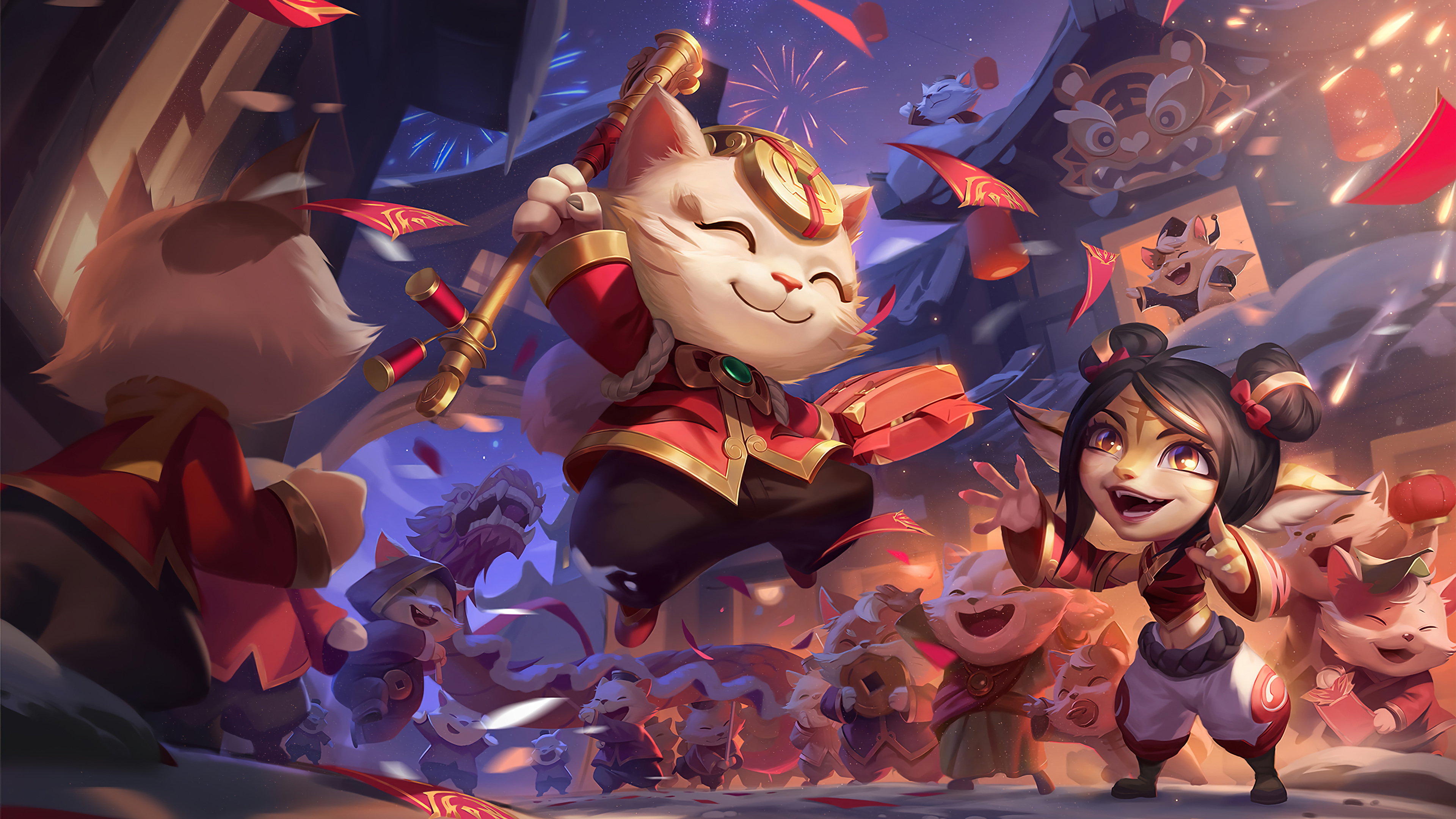 英雄联盟 迅捷斥候 提莫 teemo 麦林炮手 崔丝塔娜 虎年限定 4k壁纸