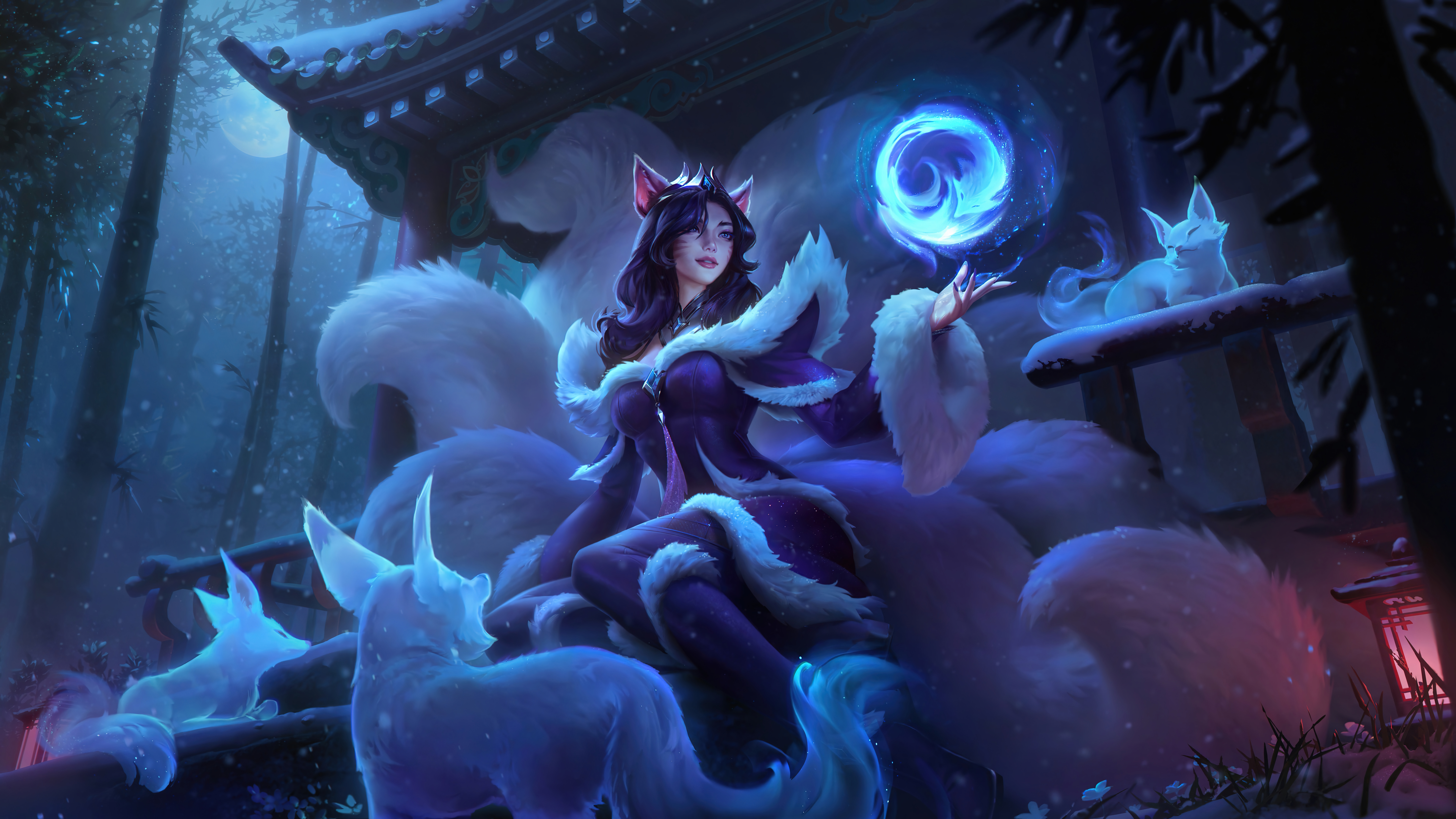 lol英雄联盟 九尾妖狐 阿狸 ahri 暗夜妖狐 4k壁纸