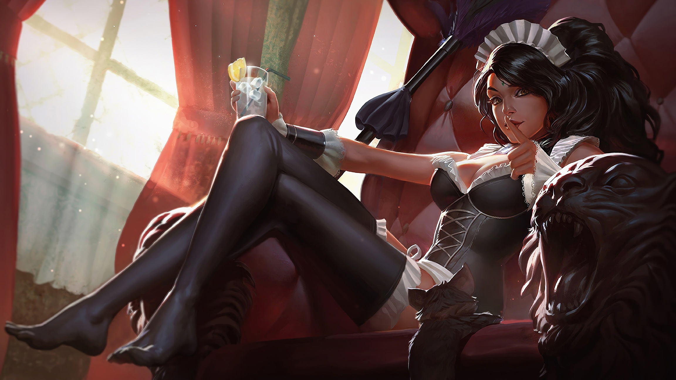 lol英雄聯盟 狂野女獵手 奈德麗 nidalee 法國女僕 4k壁紙